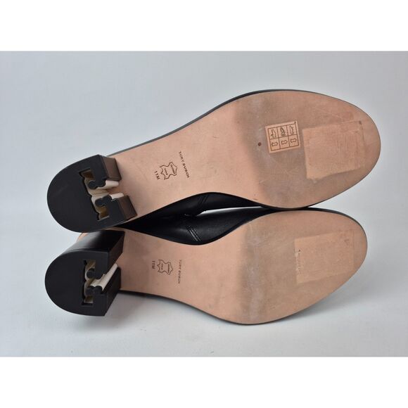 Tory Burch Women's Black Brooke Stamped Heel Leather Booties Size 11 M - Picture 6 of 7